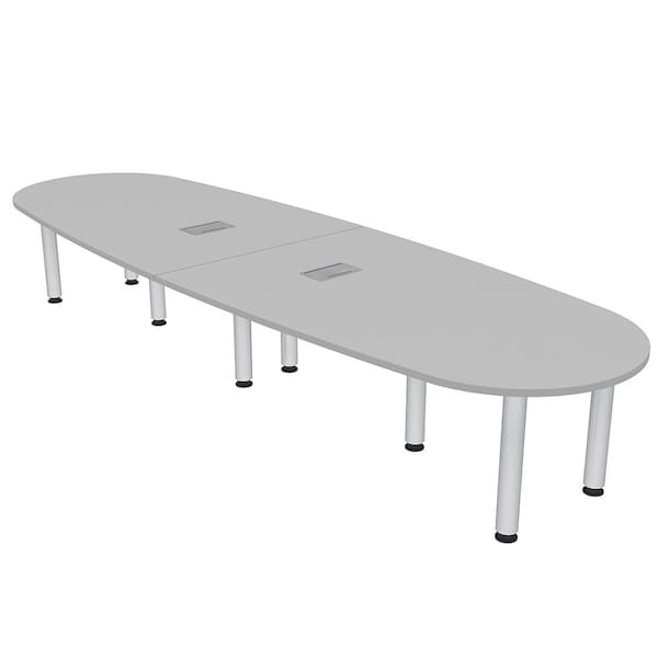 45 in W, 144 in L, 29 in H, Engineered Wood Top, Grey